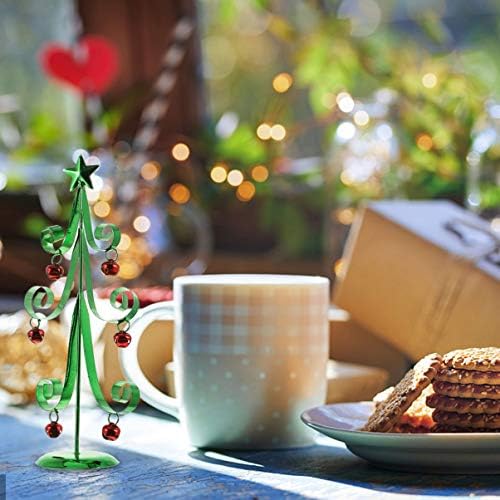 ארטברטר מתכת עץ חג המולד עץ קישוט ברזל יצוק מעמד עם פעמון וכוכב חג המולד חג המולד שולחן עבודה קישוטים ירוקים