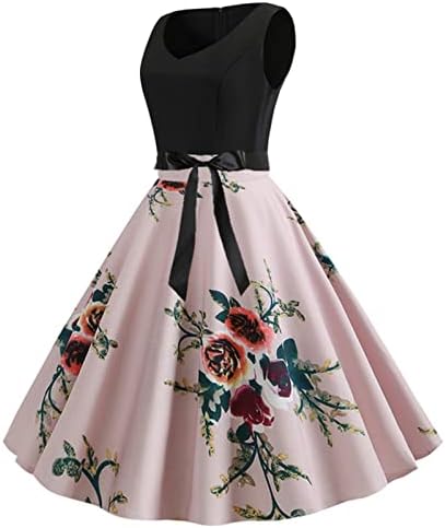 שמלות קוקטייל וינטג 'של אילוגו משנות החמישים לנשים שמלת תו מוסיקלית ללא שרוולים שמלת נדנדה