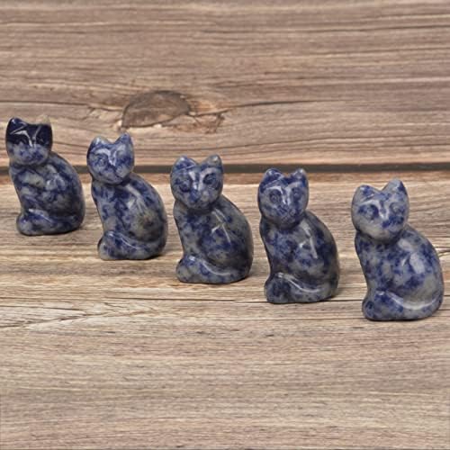 נקודה כחולה טבעית מגולפת ג'ספר חתול אפוטרופוס פסל בית עיצוב בית רייקי צ'אקרה ריפוי שולחן קריסטל אבן חן אבן מלאכה אבן חן