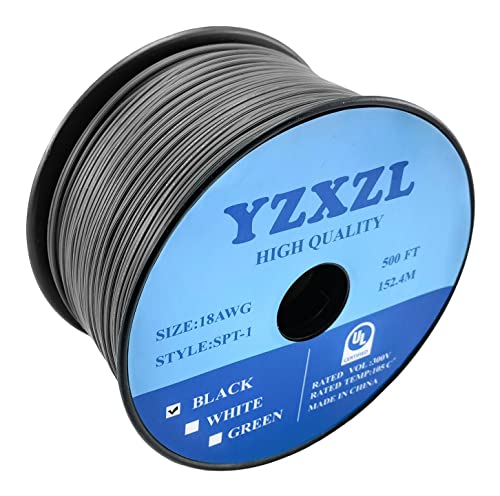 Yzxzl 500ft spt-1 חוט חשמלי, UL רשום 18 מד סל מיקוד בתפזורת, חוט כבל הרחבה 18/2