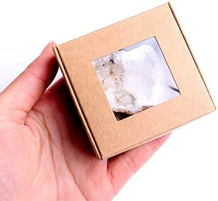 Ertiujg husong306 גאוד אגת טבעי עם אשכול גביש קופסה דגימה מינרלית אבן גולמית גוש גביש מתנה לא סדירה ריפוי גביש