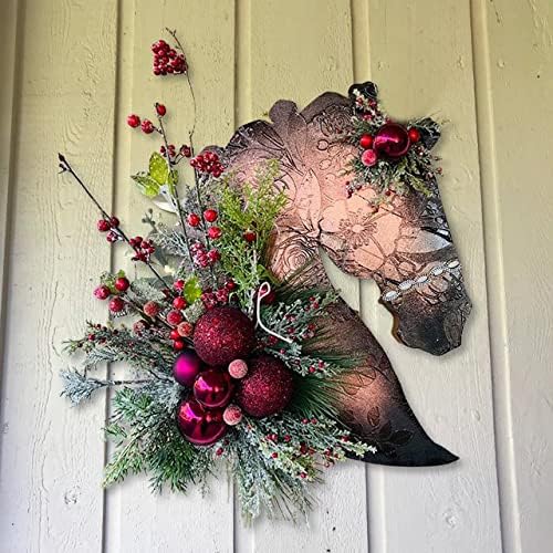 קיר תחבושת קול קול קולב סוס ראש קולב כניסה חג ההודיה תחבושות סוס חג המולד ראש עץ עץ דלת עץ דרך חג המולד קולב דלת קישוט