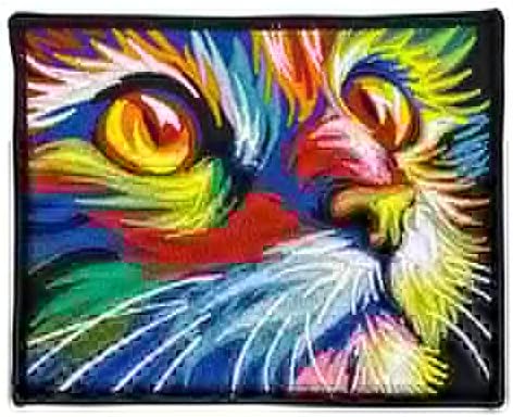 כיף חתול מבט חידוש רקום תיקון - צבעוני תיקון עם קצה משונן - שעוות גיבוי - ברזל על או לתפור על - חתולים רוק - מיאו מיאו,