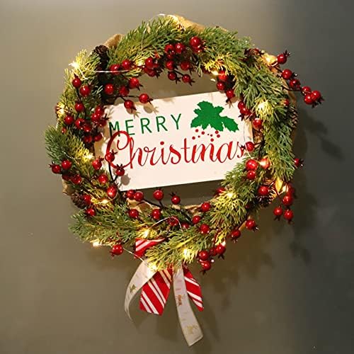 זמן כמעט 2022 טבעת פרי אדום פירות אדום טבעת חג המולד זר עץ שלט עץ קישוטי קישוט לחג המולד קישוטי תאורת חופשה ציוד קישוט