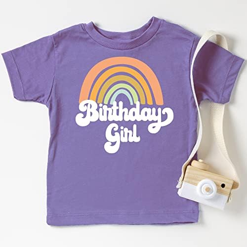 רטרו קשת יום הולדת ילדה צבעוני חולצות עבור תינוק ופעוט בנות יום הולדת תלבושות