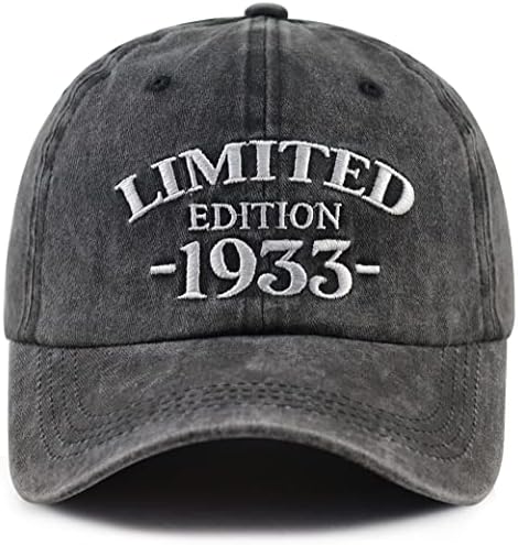 מהדורה מוגבלת 1933 כובע לגברים נשים, מצחיק מתכוונן כותנה רקום 90 יום הולדת בייסבול כובע