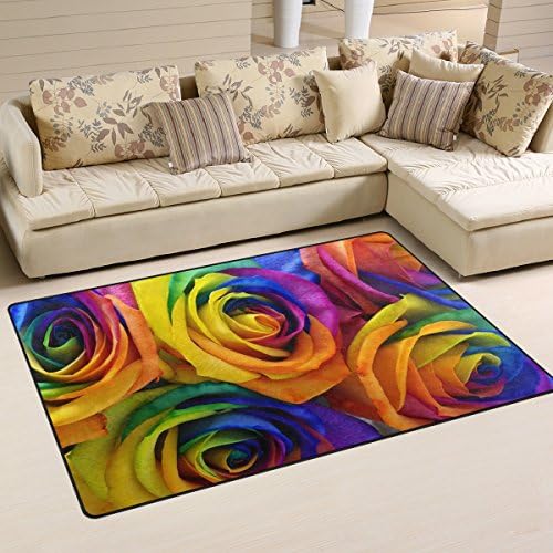 שטיח אזור ווליי, ורדים רב-צבעוניים פרחי פרחים פרח שטיח רצפת קשת שטיח ללא החלקה למעונות חדר חדר מעונות דקור 31x20 אינץ