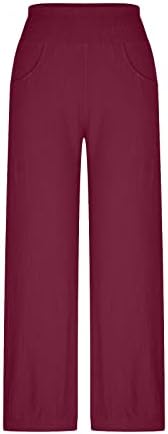 רחב רגל מכנסיים לנשים 2023 בבאגי אלסטי קיץ מזדמן פאלאצו מכנסיים מתגנדר אופנה רופף חוף מכנסיים עם כיסים