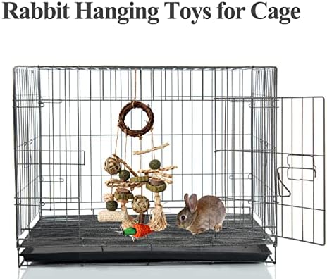 Hercocci 2 חבילה צעצועים לעיסת ארנבים לארנבים, בעבודת יד טבעית - כלוב ארנב צעצועים תלויים לארנבים חזירי גינאה אוגרים חולדות