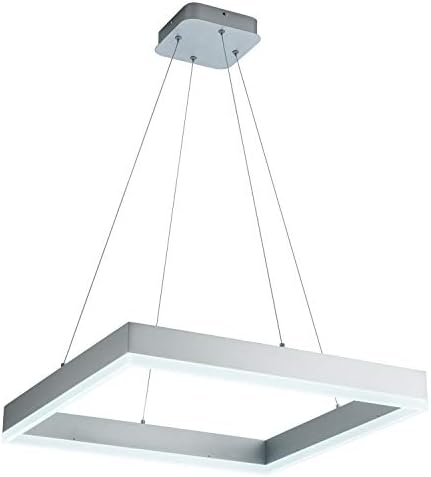 פרל רויאל נברשת LED מודרנית לעומק תליון קומפורמנטרי אור מתכוונן 1 נברשת מרובעת למבואה בחדר אוכל, לבן 6000 קיל.