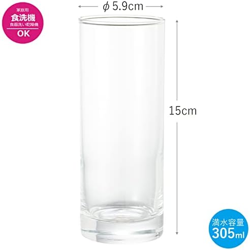 東洋 佐々 木 ガラス Toyo Sasaki Glass 05111 כוס זכוכית, כוס ארוכה, תוצרת יפן, בטוחה למדיח כלים, בערך. 10.1 fl oz, 96 חתיכות, ברור