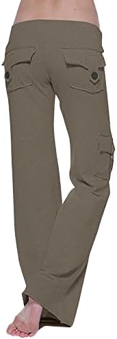 מכנסי יוגה של Mrgiinri Bootcut לנשים אימון מזדמן כושר מכנסי מטען רכים מכנסי טרנינג מותניים גבוהים עם כיסים