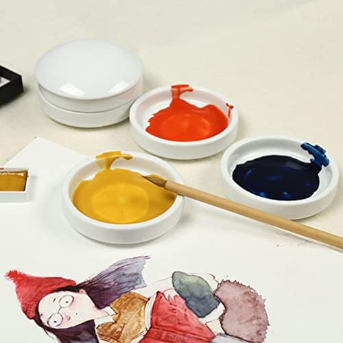 מגשי ערבוב צבעוניים של ויקסקי סט 5 שכבות פלטות צבעי מים חרסינה פלטות צבע קרמיקה כלים רוטב עגול לציור L
