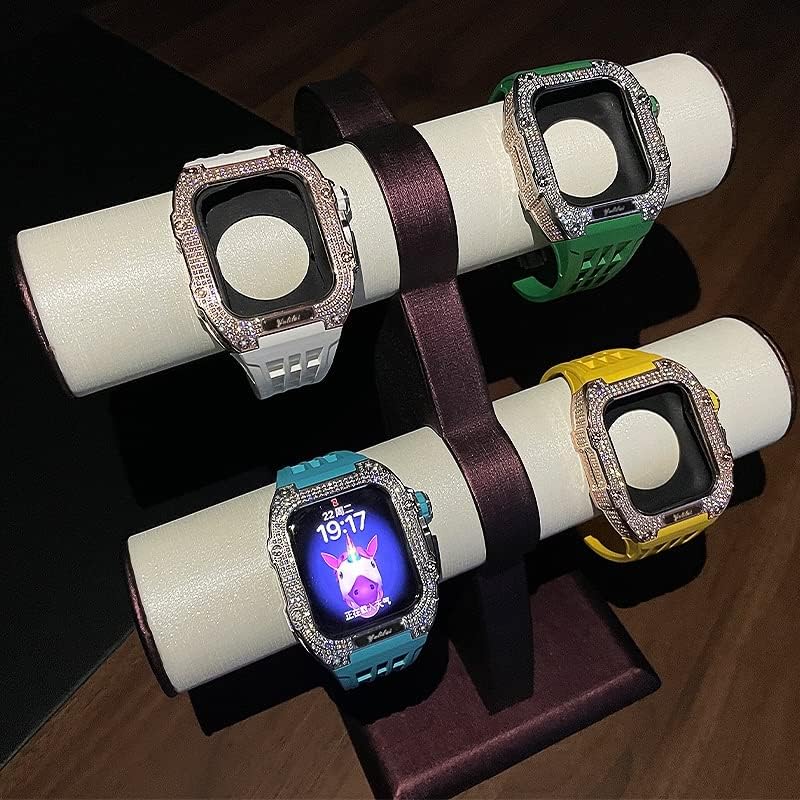 ערכת Mod Soumix לסדרת Apple Watch 6 5 4 SE 44 ממ מארז סגסוגת טיטניום ופס גומייה ל- IWatch 6 SE 5 4 44 ממ אביזרי צמיד החלפה