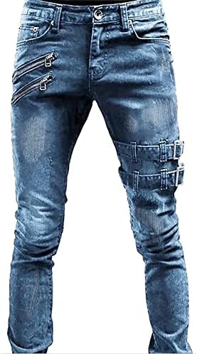 מכנסי ג'ינס קרועים לגברים במותניים גבוהות וינטג
