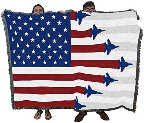 אורגי מדינה טהורים חיל האוויר האמריקני - מטוסי קרב שמיכת דגל אמריקאית - זריקת שטיחים צבאיים מתנה ארוגים מכותנה - תוצרת
