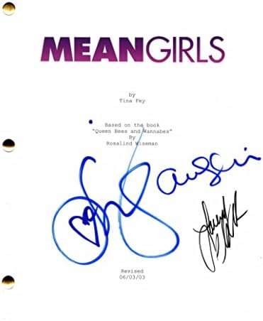 לינדזי לוהן, אמנדה סייפריד ולייסי צ'אברט צוות חתימה על חתימה מרושעת בנות תסריט קולנוע מלא - משותף לכוכב: רייצ'ל מקאדמס,