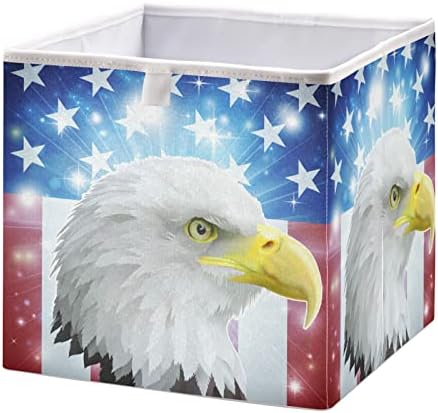 פח אחסון דגל אמריקאי דגל אמריקאי פח אחסון מתקפל פחי צעצועים אטומים למים למארגן קובייה פחים לילדים לילדים ארון מדף משרדים